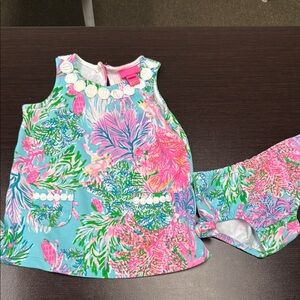 Lilly Pulitzer Floral Baby Dress and Bloomers Set